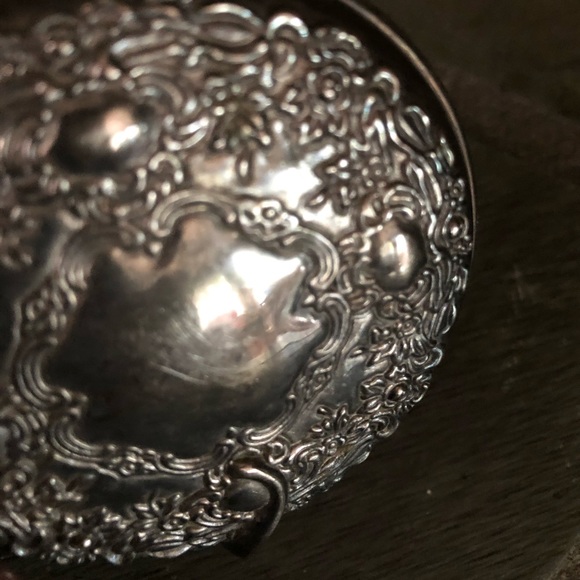 Vintage Silver Plated Compact Pocket Mirror - Picture 4 of 6